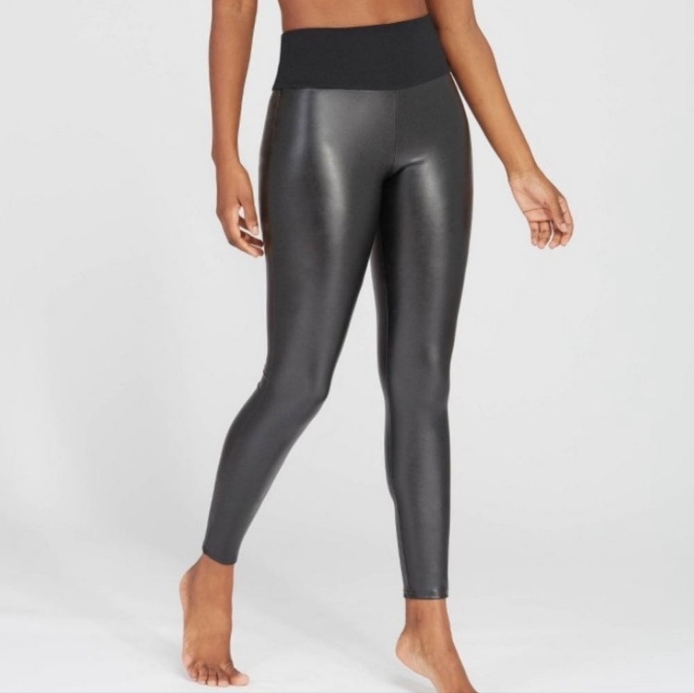 Assets Spanx Faux Leather Leggings - Black - 1X